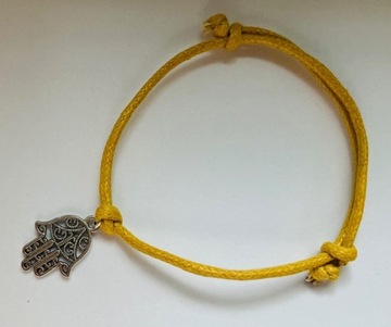 Żółta BRANSOLETKA sznurkowa RĘKA FATIMY HAMSA oko