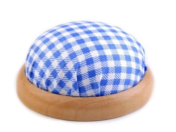 Poduszeczka do igieł niebieska w kratkę