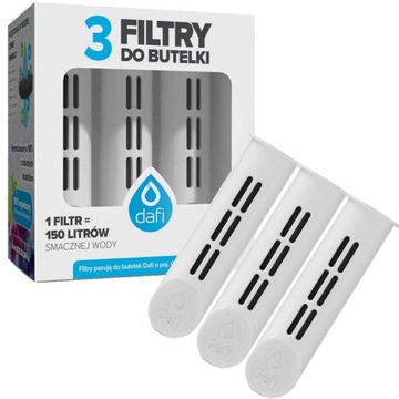 3x Filtry wkłady do butelki filtrującej Dafi Solid Steel Soft