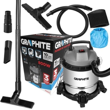 ГРАФИТОВЫЙ ПРОИЗВОДСТВЕННЫЙ ПЫЛЕСОС СУХОЙ ВЛАЖНОЙ 800ВТ 12Л + АКСЕССУАРЫ