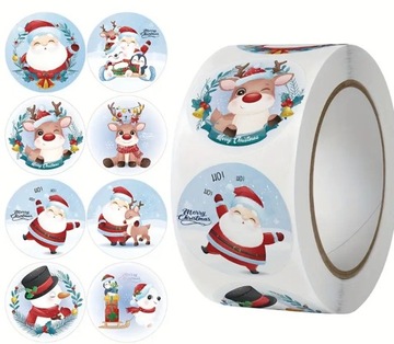 NAKLEJKI WESOŁYCH ŚWIĄT CHRISTMAS 10szt