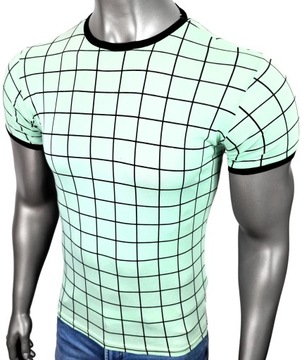 Koszulka męska t-shirt KRATKA mięta T1435 r. M