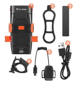 Велосипедный фонарь 5в1 с держателем для телефона, 500 лм