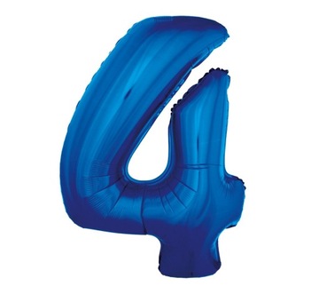 Balon foliowy niebieski cyfra 4 liczba cztery 92cm