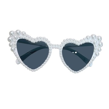 Okulary korekcyjne z imitacją perły Modne uniwersalne serce w kolorze