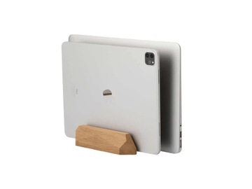 OAKYWOOD Podwójny drewniany Pionowy Stojak na Laptopa i Tablet, Dąb