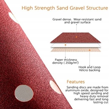 ШЛИФОВАЛЬНЫЕ ДИСКИ БУМАЖНЫЕ С ОТВЕРСТИЯМИ VELCRO 125 P40-P400