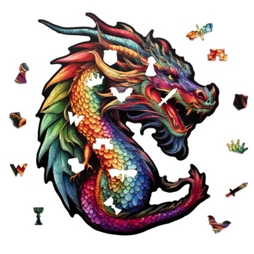 PUZZLE DREWNIANE SMOK 140 elementów DRAPIEŻNY SMOK L