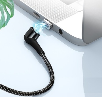 Угловой магнитный кабель USB C - USB-C 100 Вт 5 А PD QC4 для телефона, ноутбука