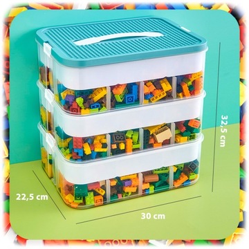 КОНТЕЙНЕР для кубиков LEGO, 3-этажный многоуровневый органайзер с отделениями, 18 л