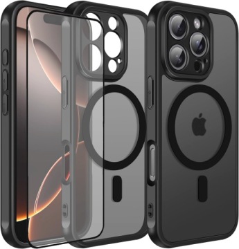 Etui do iPhone 16 PRO + PEŁNE SZKŁO 5D do MagSafe WZMACNIANE 360° MATT CASE