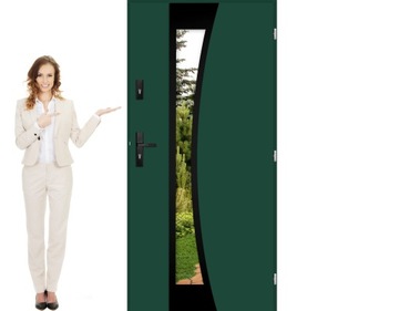 POLSKIE DRZWI ZEWNĘTRZNE INOX SOME BLACK 72MM 100 ZIELONY