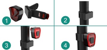 НАБОР 2x СВЕТОДИОДНЫХ ЗАДНИХ ВЕЛОСИПЕДНЫХ ЛАМП USB ЗАДНЯЯ ЧАСТЬ ШЛЕМА