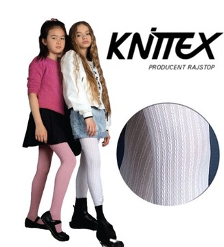 KNITTEX rajstopy dziewczęce BRAID białe 140-146