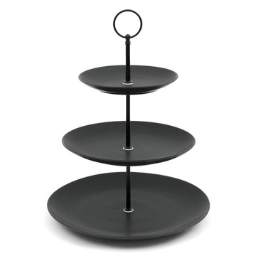 PATERA 3 POZIOMOWA CZARNA 35cm CERAMICZNA TALERZ