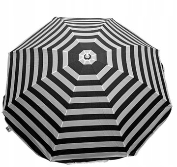 PARASOL OGRODOWY PLAŻOWY BALKONOWY ŁAMANY 200 cm PASY BIAŁO CZARNE