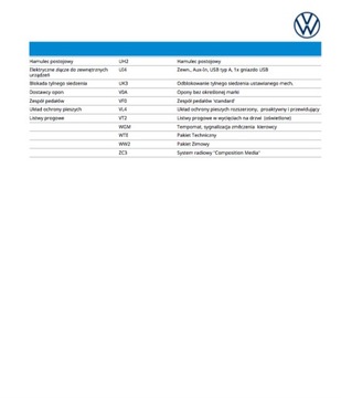 Расшифровка VIN-кода Volkswagen Audi Skoda SEAT - Оборудование автомобиля