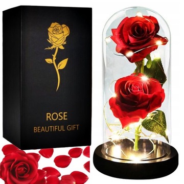 WIECZNA RÓŻA ŚWIECĄCA LED W PUDEŁKU PREZENT FLOWER BOX DZIEŃ BABCI KOBIET