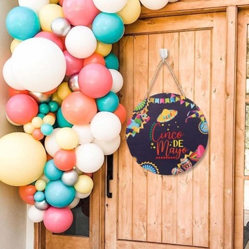 Мексиканская фиеста деревянная вывеска, висящая на входной двери Синко де Майо, стиль B