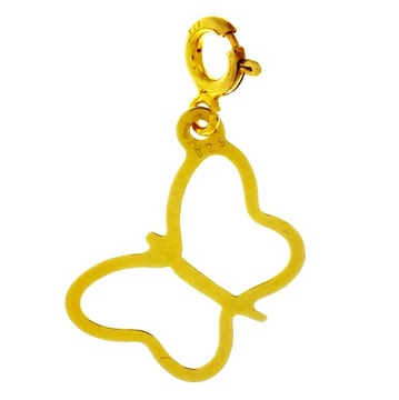 SREBRNA ZAWIESZKA CHARMS MOTYL SREBRO 925 ZŁOCONE