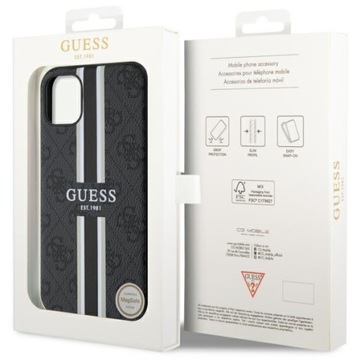 Etui do iPhone 11 Guess 4G Printed Stripes MagSafe Case Cover Plecki Czarne