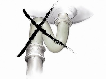 Сухой сифон для умывальников и раковин с жесткой трубой ПУМ