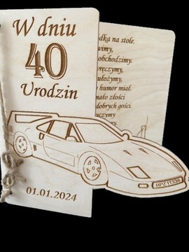 деревянная открытка на день рождения подарок, спортивный автомобиль, автомобиль HAŁYS GRAWER