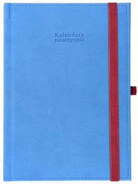 Kalendarz NAUCZYCIELA 2025/2026 układ TYGODNIOWY błękitny z GUMKĄ