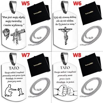 ZESTAW Srebrny nieśmiertelnik z grawerunkiem + łańcuszek srebrny 55cm WZORY