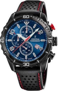 Festina Męski Chrono SPORT ZEGAREK Czarny/Niebieski 45 mm