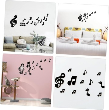 12 Szt Naklejki Ścienne 3d z Nutami Muzycznymi Dekoracja Ścienna Miłośnika