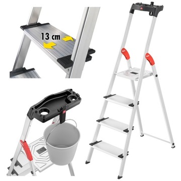 Drabina aluminiowa 4 stopniowa HAILO L80 ComfortLine (wys. rob. 2,85m)