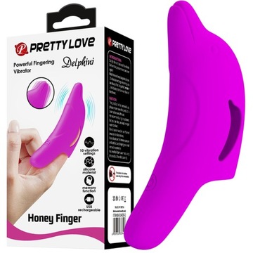 Stymulator łechtaczkowy na palec - Delphini - z wibracjami,USB, Pretty Love