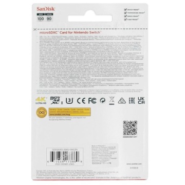 Карта microSD SanDisk Nintendo Switch 256 ГБ 100/90