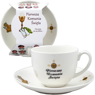 PREZENT filiżanka na KOMUNIĘ ŚWIĘTĄ pamiątka KOMUNIJNA