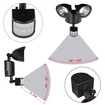 Lampa solarna z 2 reflektorami i czujnikiem ruchu. Panel na 3,5 m kablu.