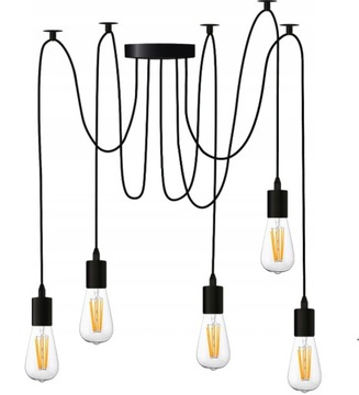 Lampa sufitowa wisząca Pająk 5x E27 LED żyrandol loft SuperLED