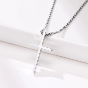 Vnox Mens Cross Necklaces, Stainless Steel Layered Plain Cross Pendant,