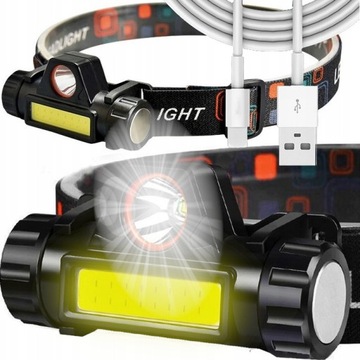 LATARKA CZOŁOWA 4w1 Z MAGNESEM AKU MINI REFLEKTOR