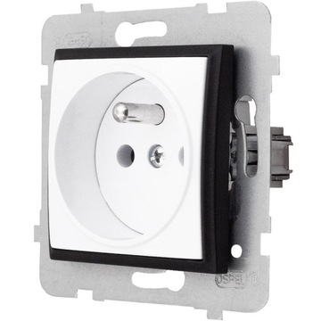 БЕЛЫЙ/ЧЕРНЫЙ МОДУЛЬ БЕЗ РАМКИ ОДИНАРНАЯ РОЗЕТКА