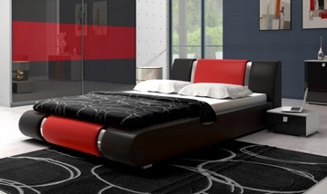 ŁÓŻKO LUXURY CZARNO- CZERWONE + MATERAC 160x200