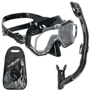 ZESTAW MASKA I FAJKA DO NURKOWANIA OKULARY I RURKA DO SNORKELINGU WIDOK 180