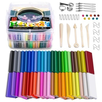 БОЛЬШОЙ НАБОР ПЛАСТИЦИНА 46 ЦВЕТОВ 46ШТ С ХРАНЕНИЕМ + АКСЕССУАРЫ