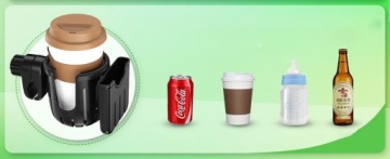 ДЕРЖАТЕЛЬ ДЛЯ КОЛЯСКИ Универсальный ДЛЯ КРУЖКИ, БУТЫЛКИ, ТЕЛЕФОНА 2в1 Черный