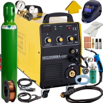 SPAWARKA MIGOMAT MAGNUM MIG 200 KN MMA 230V lutospawanie ZESTAW 1