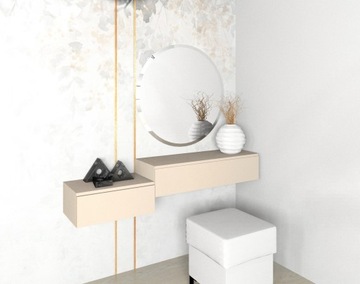 Большая прикроватная тумбочка для спальни, ПОДВЕСНАЯ, шампанское, кремовый, светло-бежевый, 60 НИКОЛА