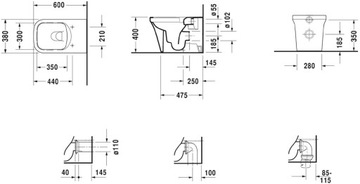 СТАНДАРТНЫЙ УНИТАЗ БЕЛЫЙ DURAVIT P3 COMFORTS