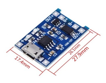 ЗАРЯДНЫЙ МОДУЛЬ Li-Ion 18650 TP4056 ЗАЩИТНЫЙ E04R