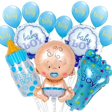 Zestaw Balony Roczek BABY shawer Dekoracje BOY