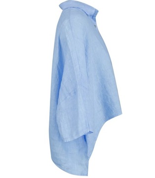 Oversizowa koszula lniana tapezowa luźna LAILA (Niebieski)